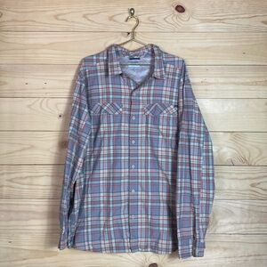 Columbia omni-shade orange‎ and tan plaid long sleeve button down XXL